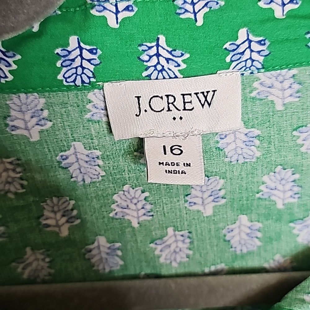NWOT J.crew 16 Short Sleeve Cinch tie Waist shirt dress green - Picture 7 of 11